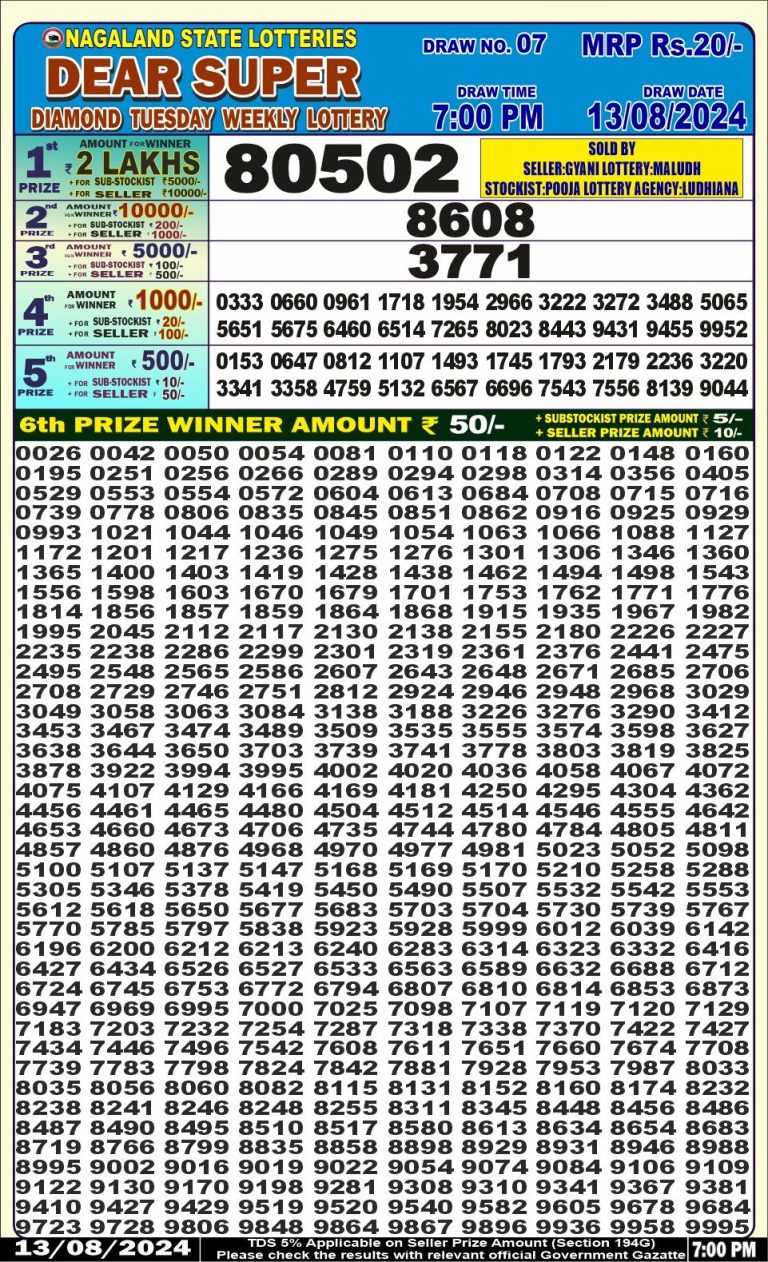 dear super lottery 7pm