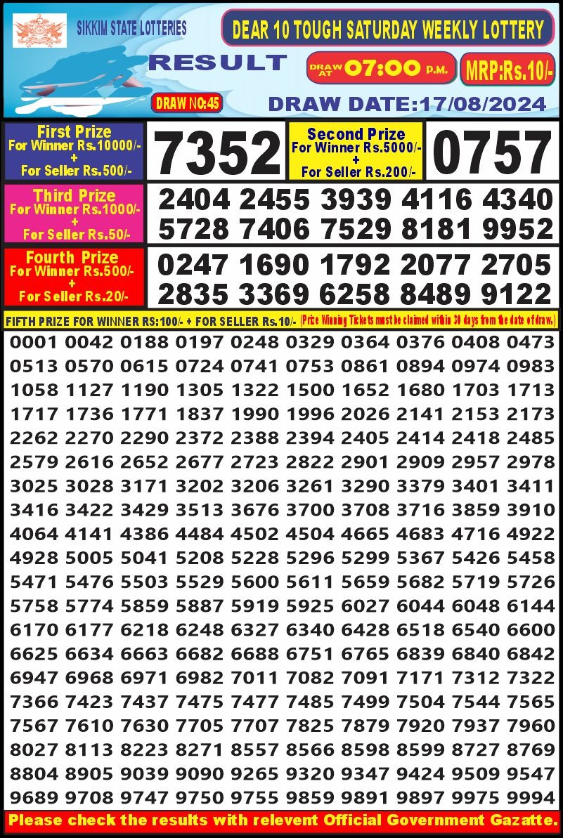 dear 10 lottery result 7pm