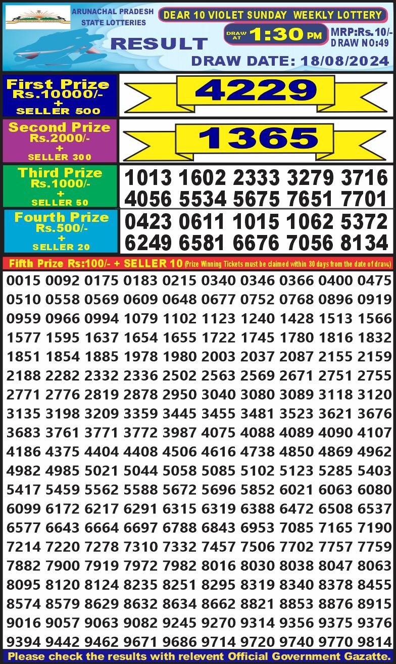 dear 10 weekly lottery result 1:30pm