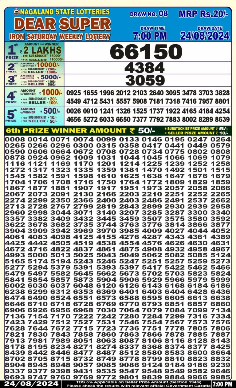 dear super lottery result 7pm