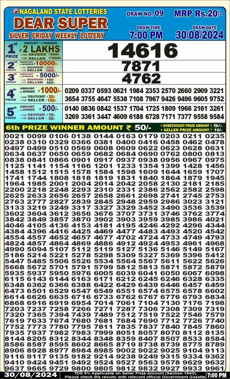 dear super weekly lottery result 7pm