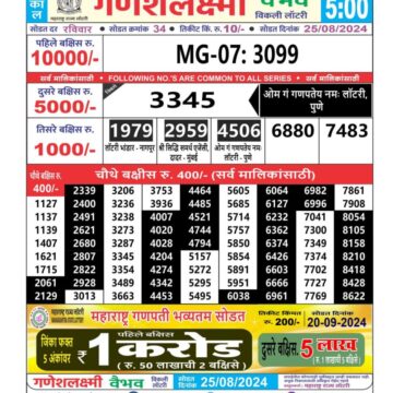 maharashtra ganesh laxmi weekly lottery result 5pm