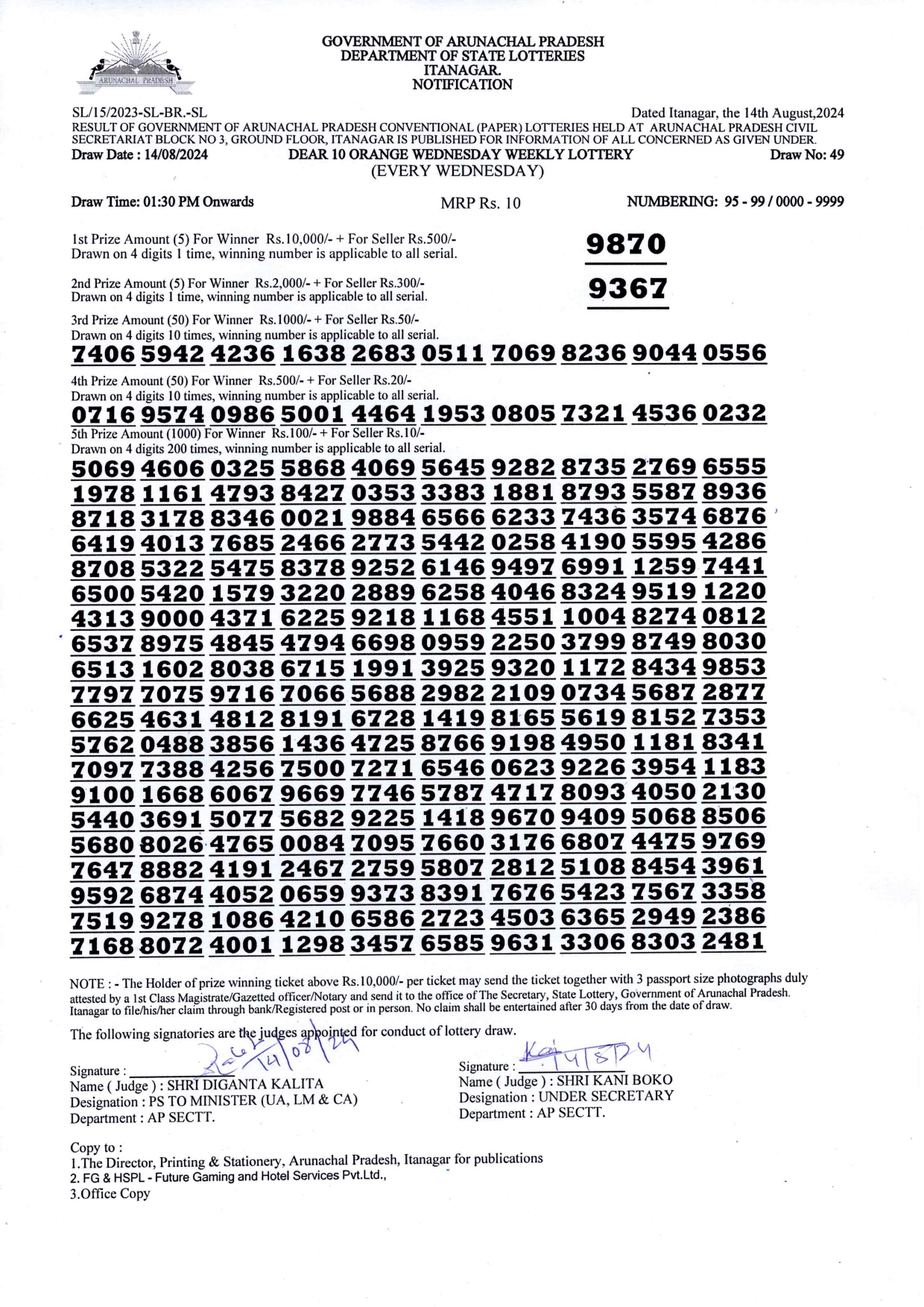 dear 10 weekly lottery result 1:30pm