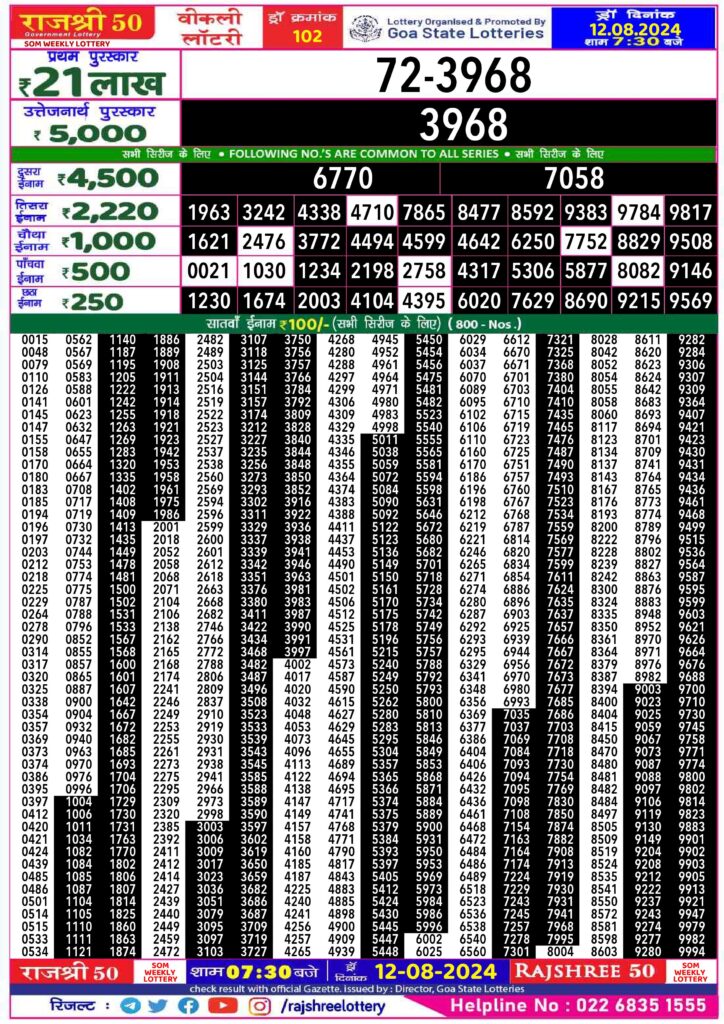 rajshree 50 lottery