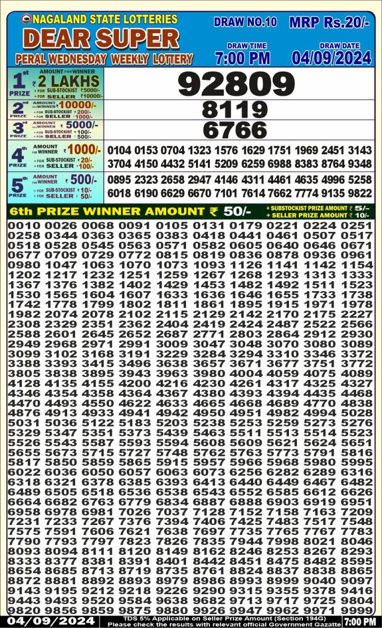 dear super weekly lottery result 7pm