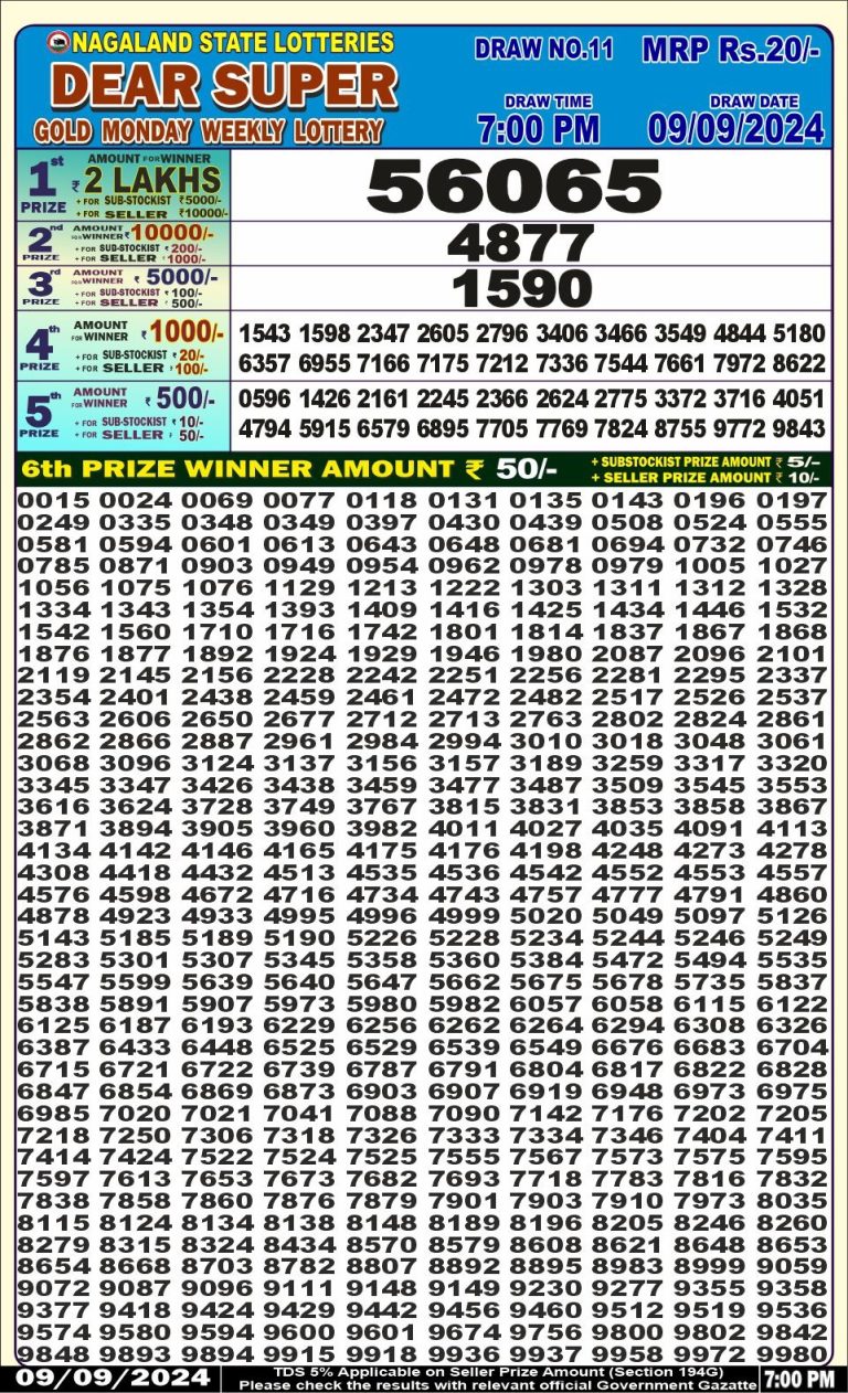 dear super weekly lottery result 7pm