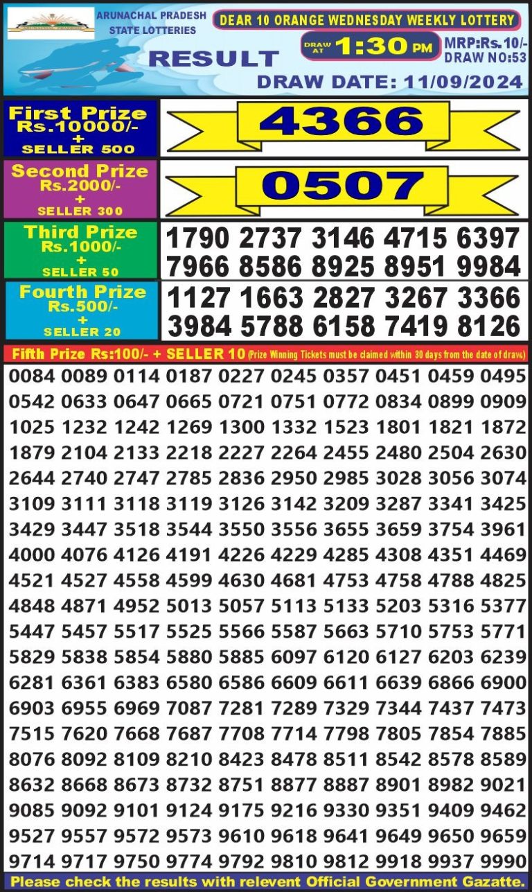 dear 10 weekly lottery result 1:30pm