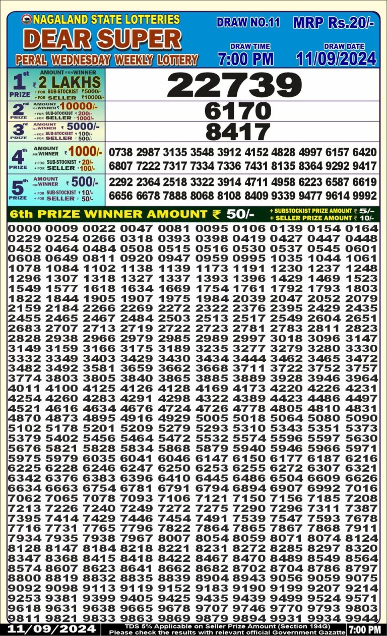 dear super weekly lottery result 7pm