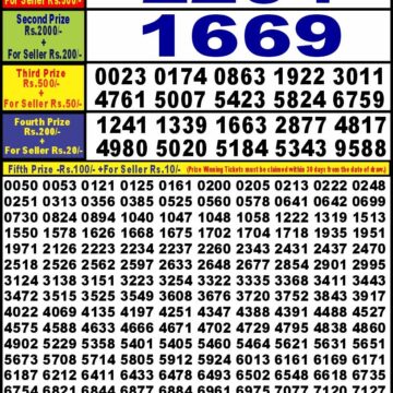 punjab state dear 10 weekly lottery result 6pm