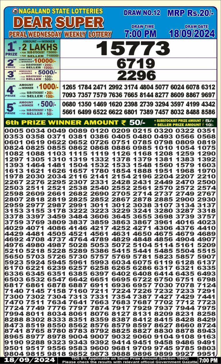 dear super weekly lottery result 7pm