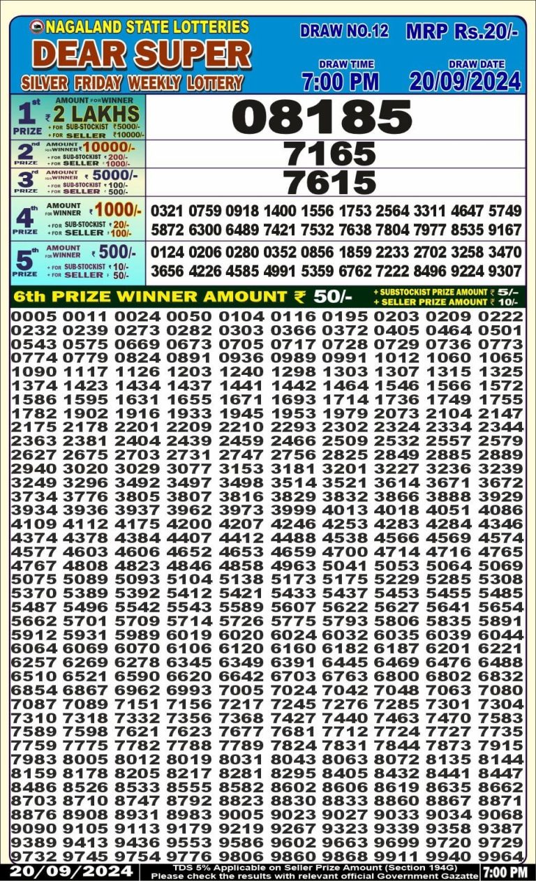 dear super weekly lottery result 7pm