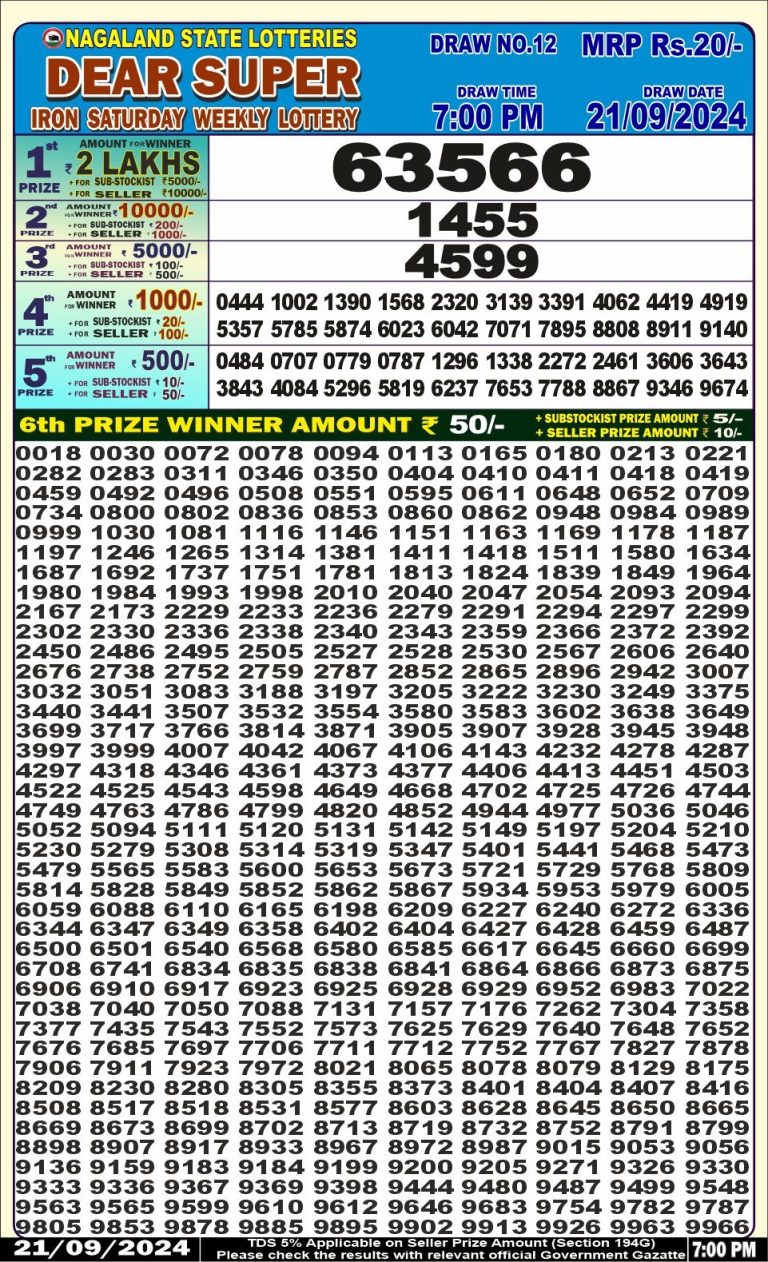 dear super weekly lottery result 7pm