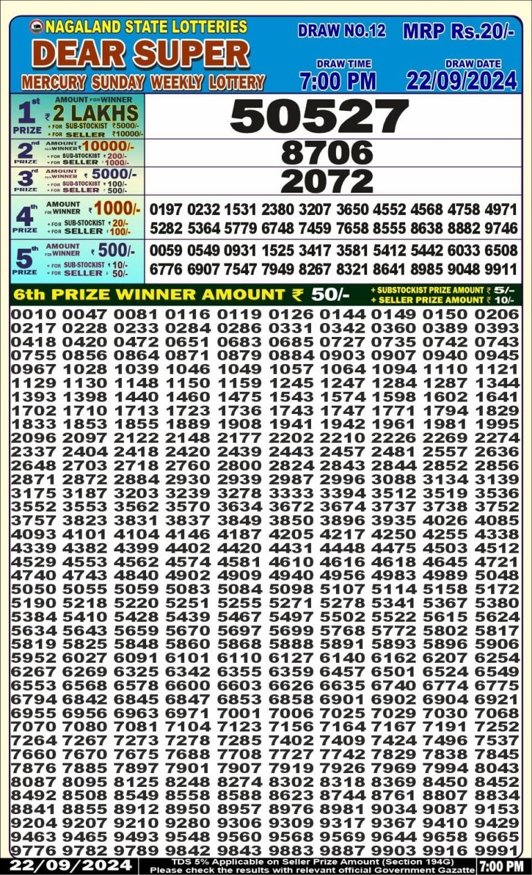 dear super weekly lottery result 7pm