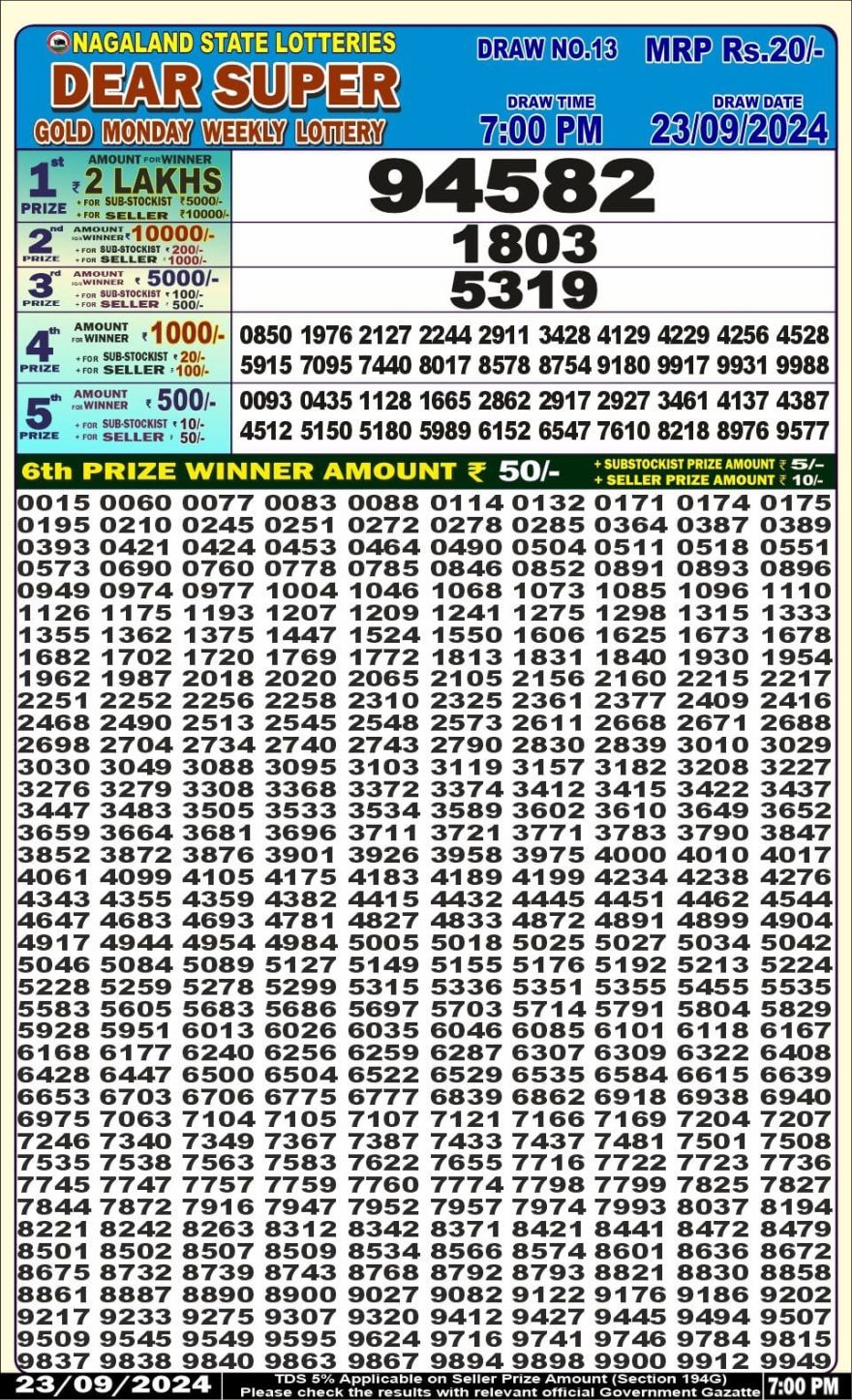 dear super weekly lottery result 7pm