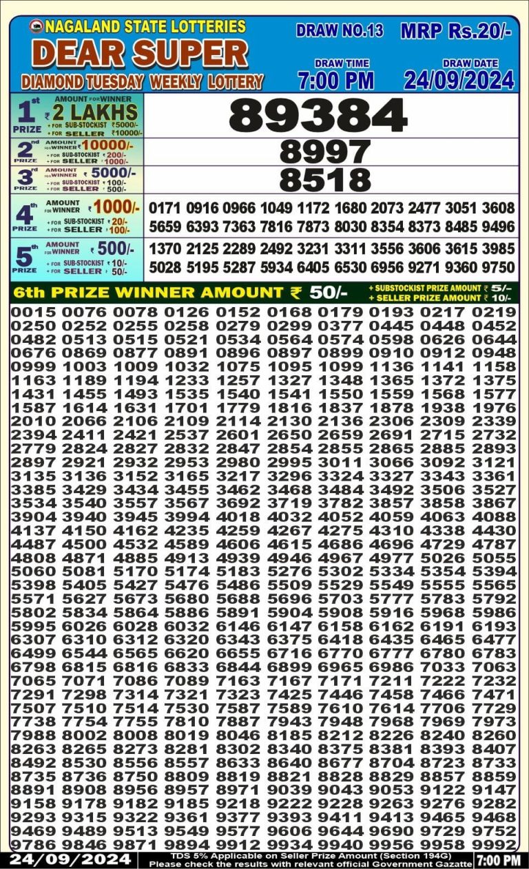 dear super weekly lottery result 7pm