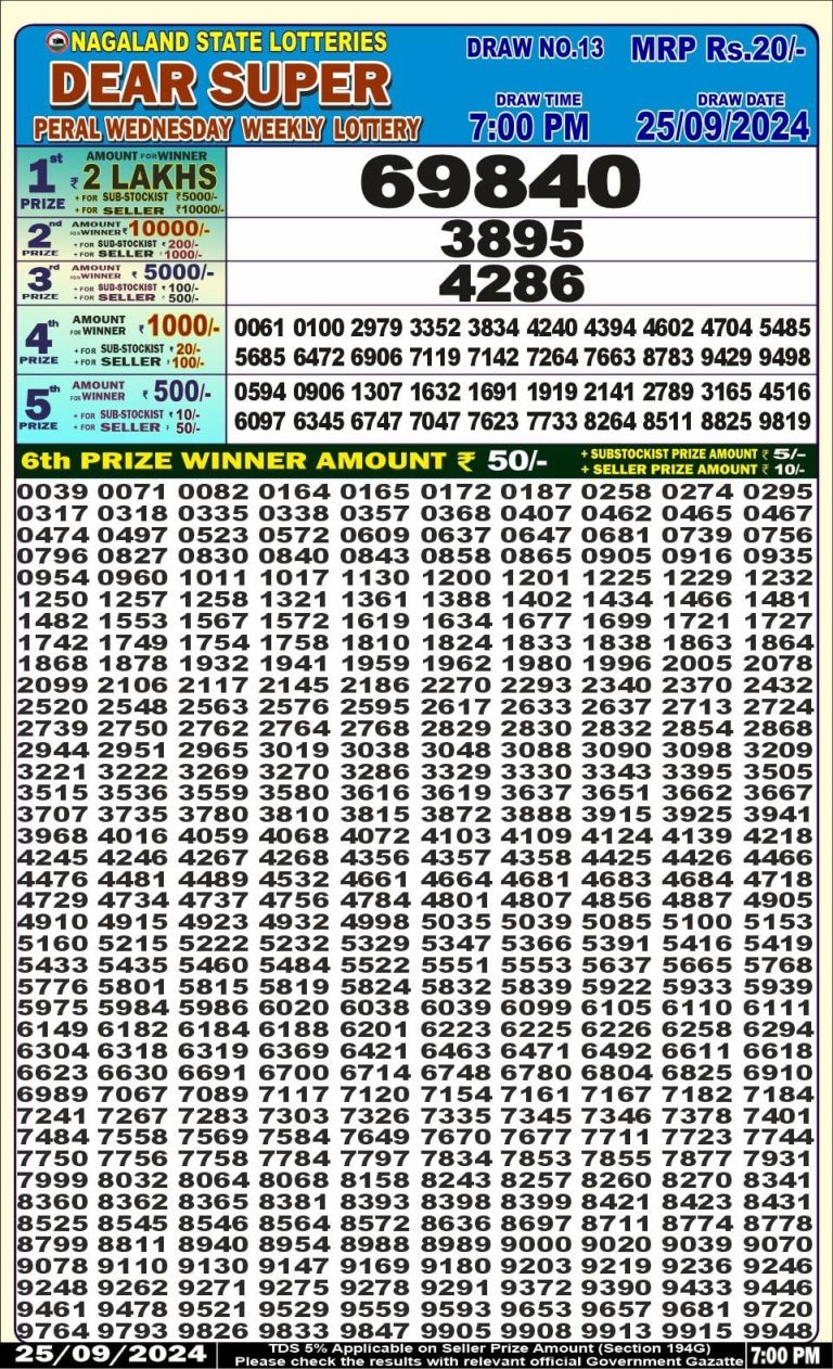 dear super weekly lottery result 7pm