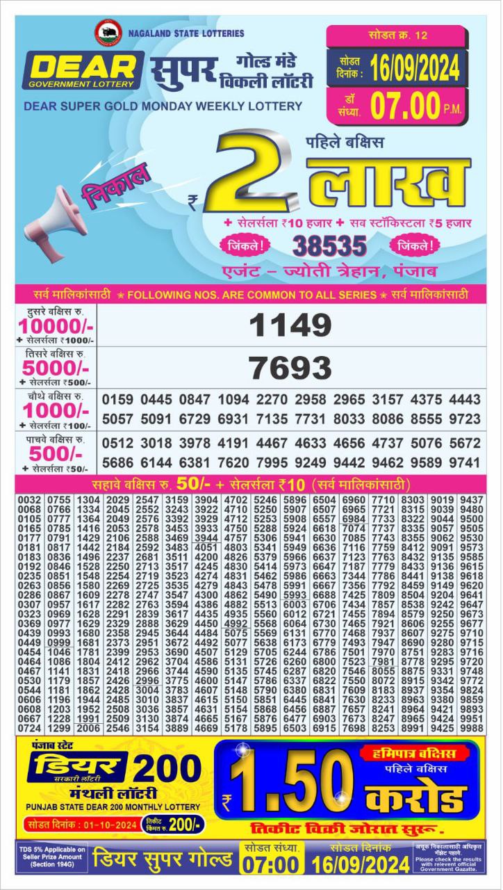 dear super weekly lottery result 7pm