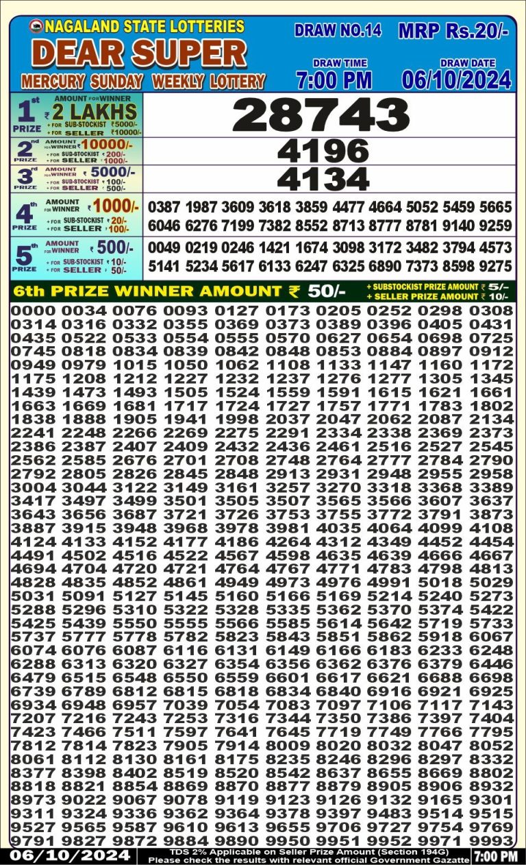 dear super weekly lottery result 7pm