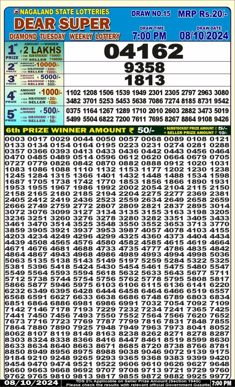 dear super weekly lottery result 7pm