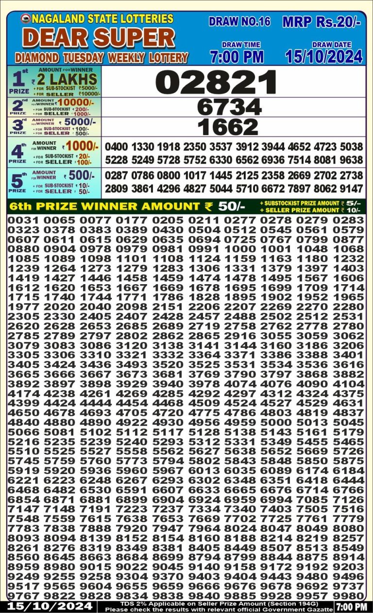 dear super weekly lottery result 7pm