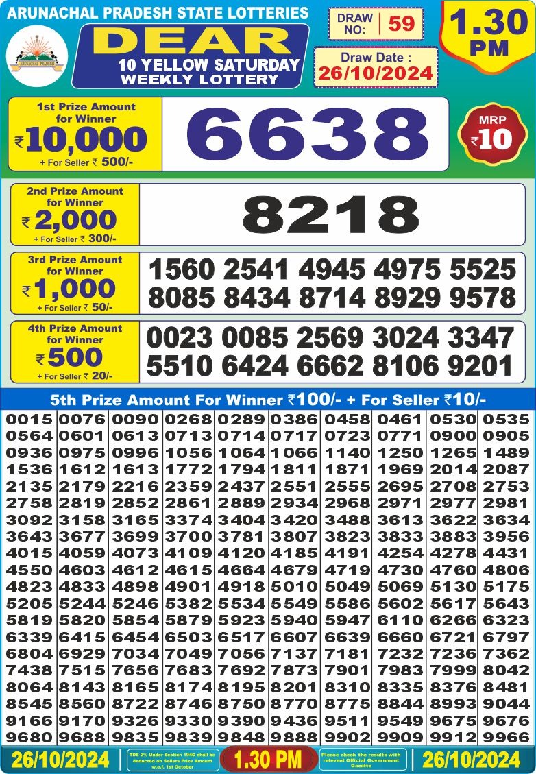 dear 10 weekly lottery result 1:30pm