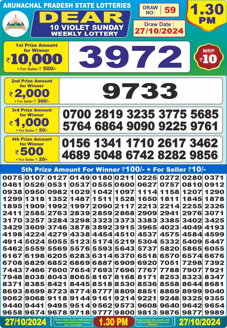 dear 10 weekly lottery result 1:30pm