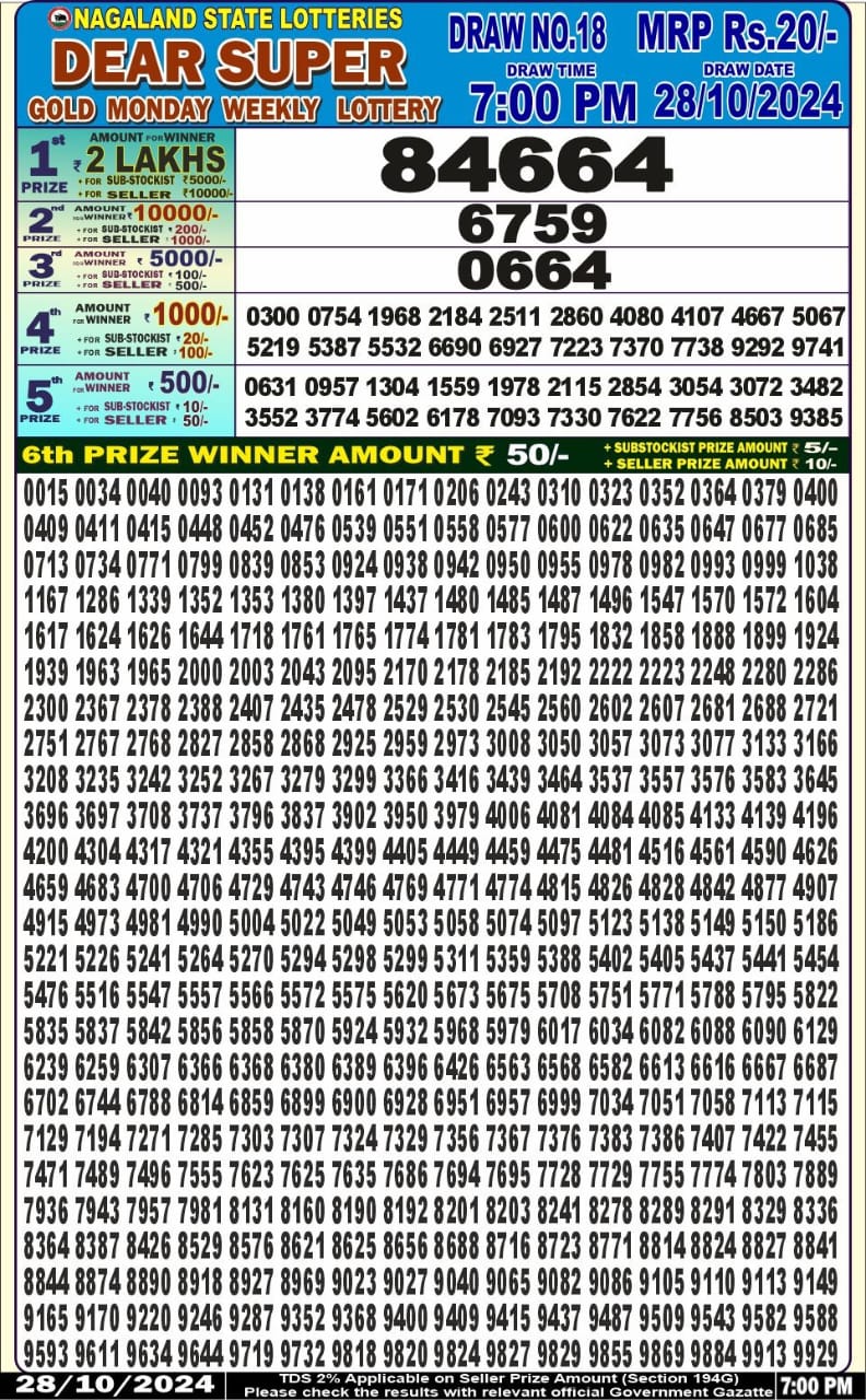 dear super weekly lottery result 7pm