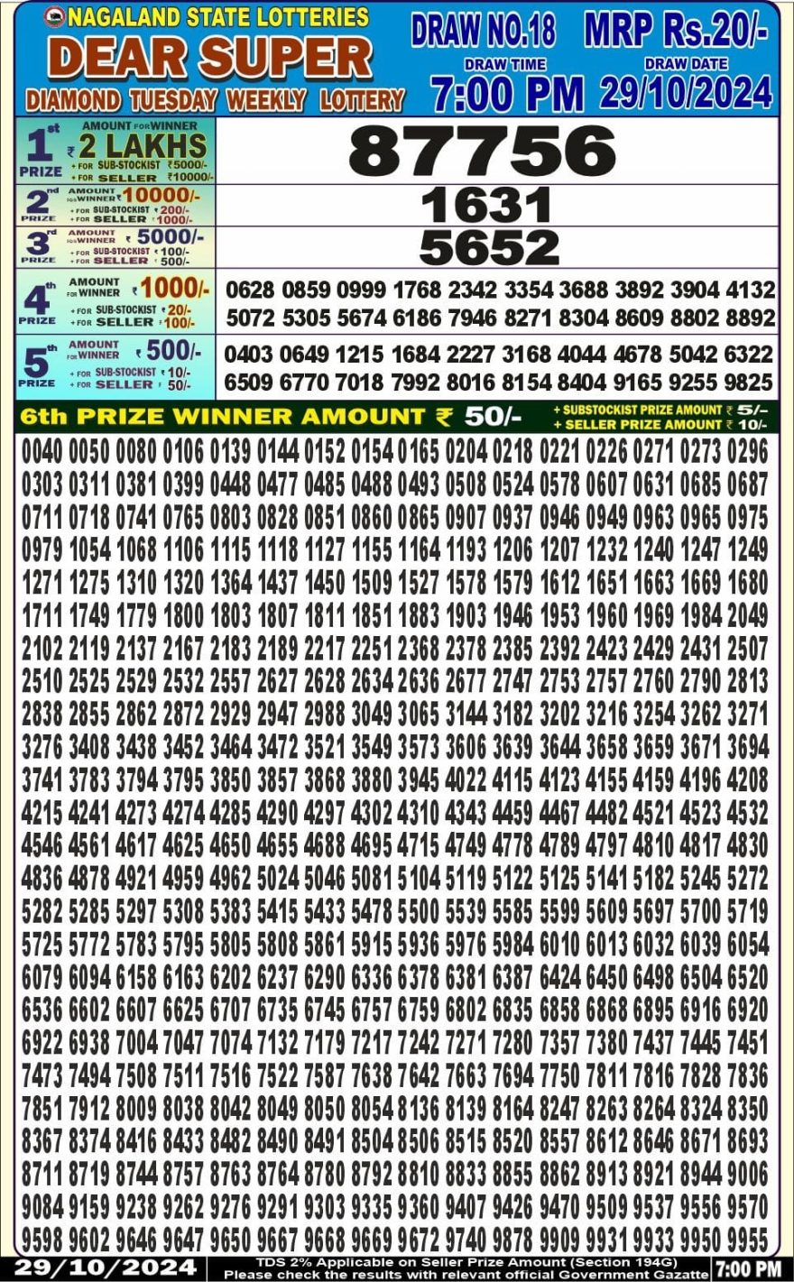 dear super weekly lottery result 7pm