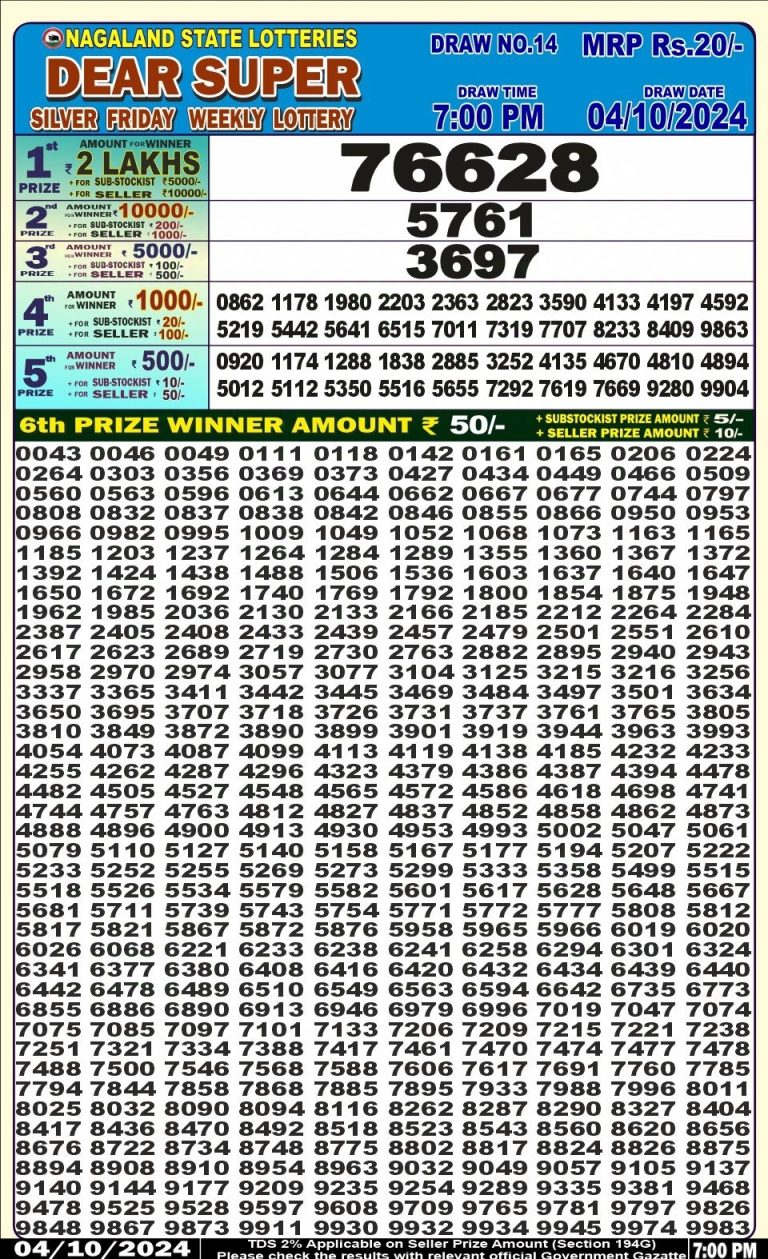 dear super weekly lottery result 7pm