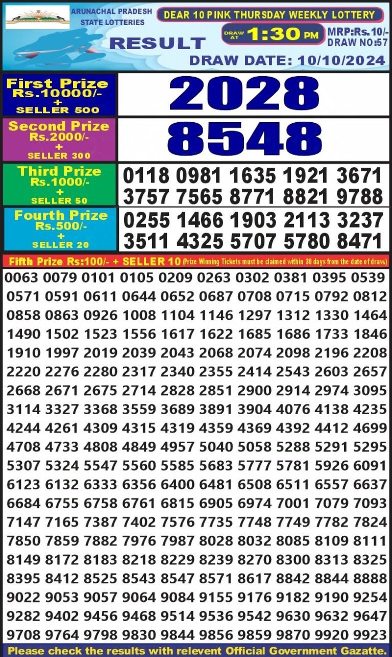 dear 10 weekly lottery result 1:30pm