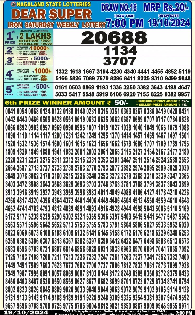 dear super weekly lottery result 7pm