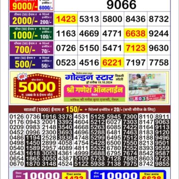 golden star weekly lottery result 9pm