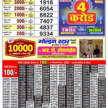 golden king weekly lottery result 4:30pm