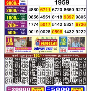 golden star weekly lottery result 9pm