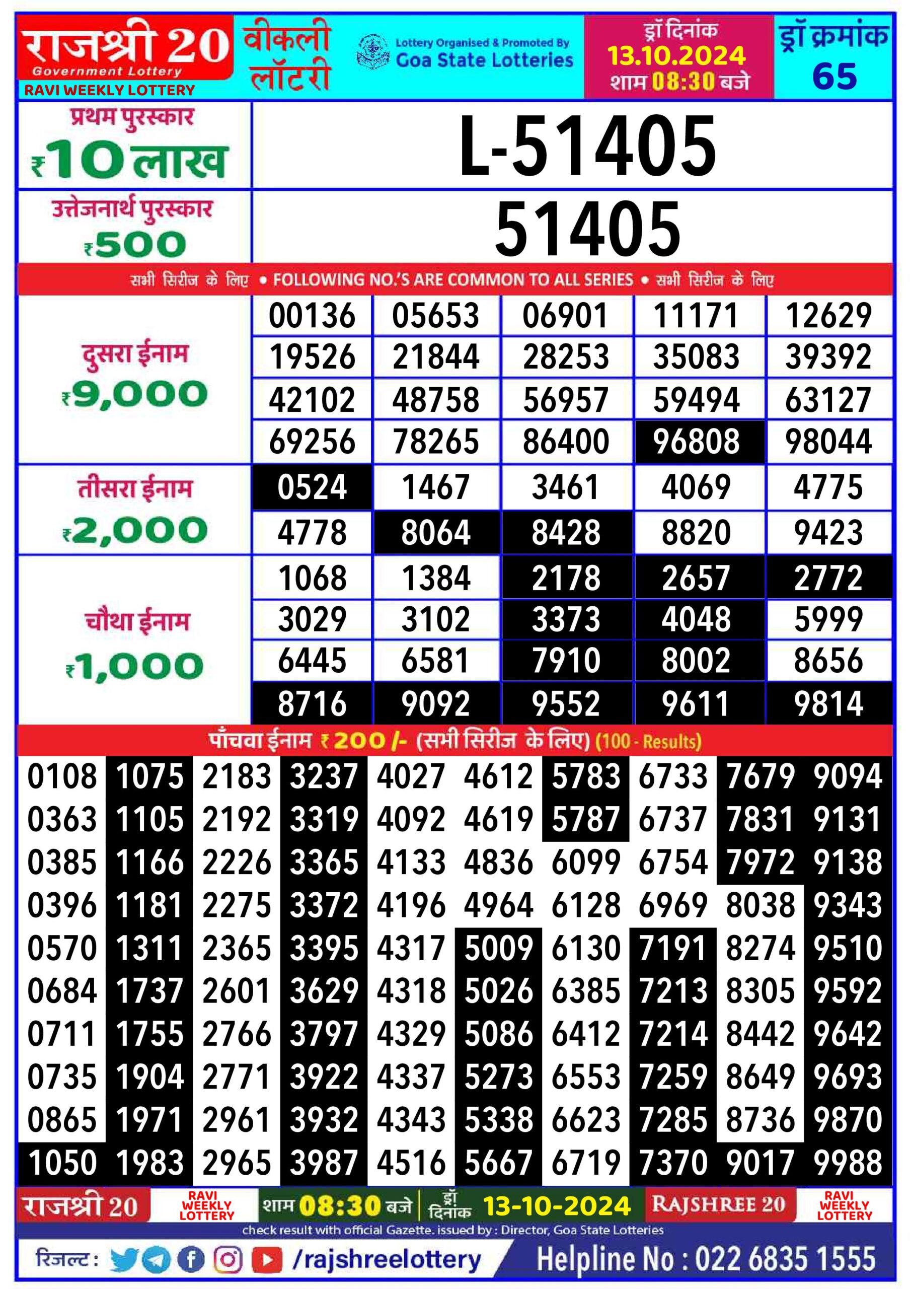 rajshree 20 lottery result 8:30pm