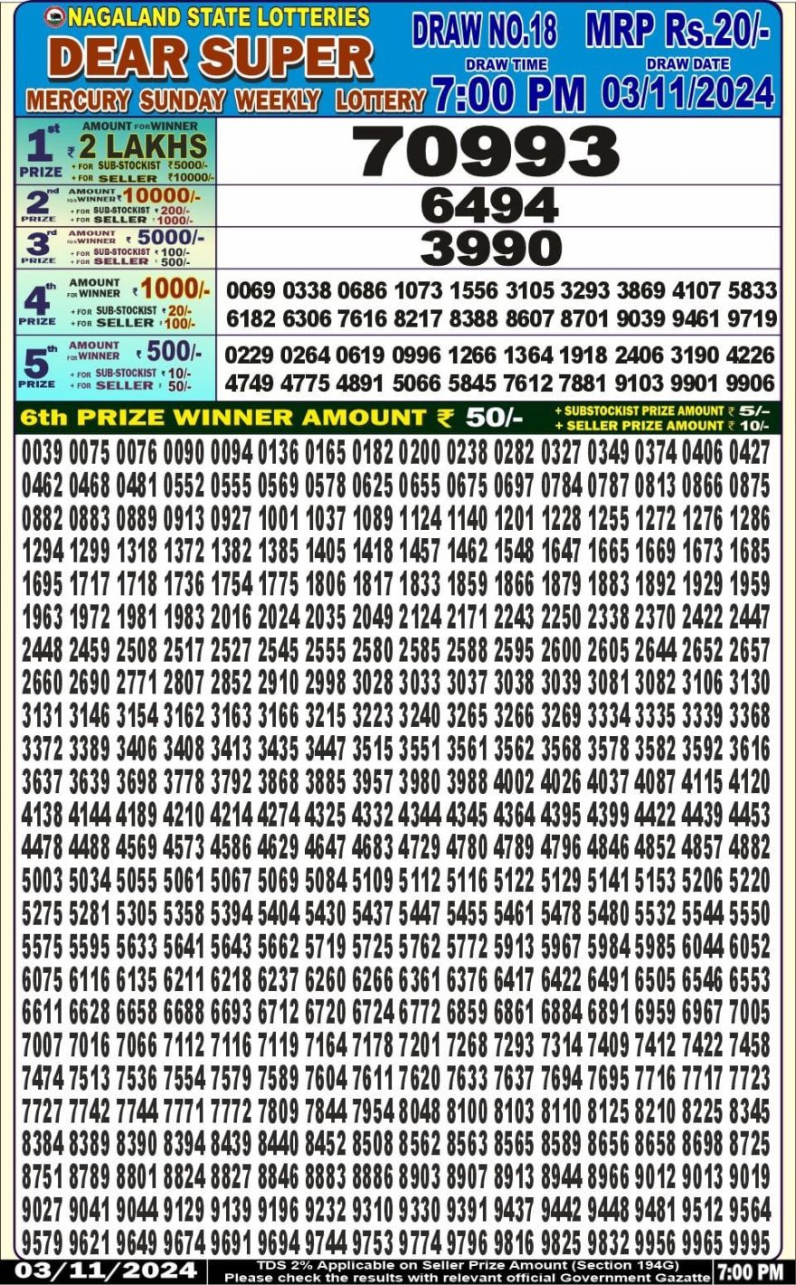 dear super weekly lottery result 7pm