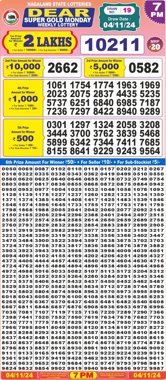 dear super weekly lottery result 7pm