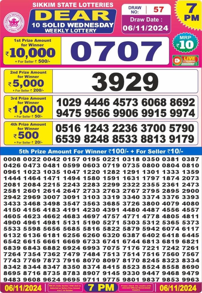 dear 10 lottery result 7pm