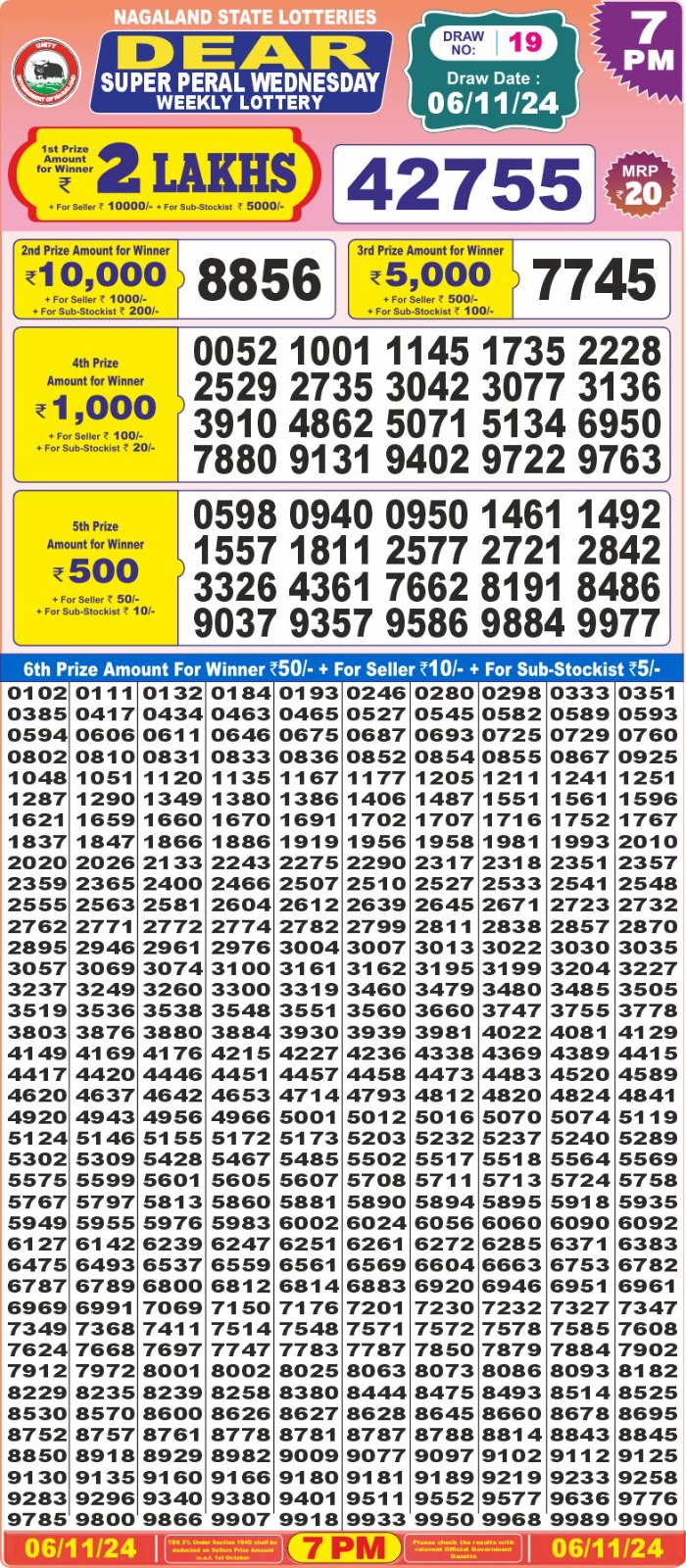 dear super lottery result 7pm