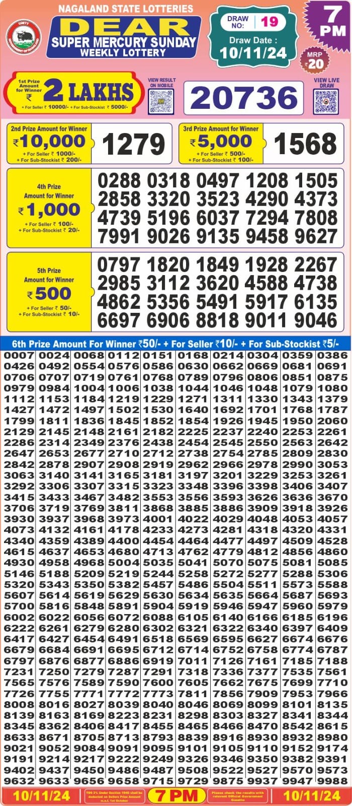 dear super lottery result 7pm