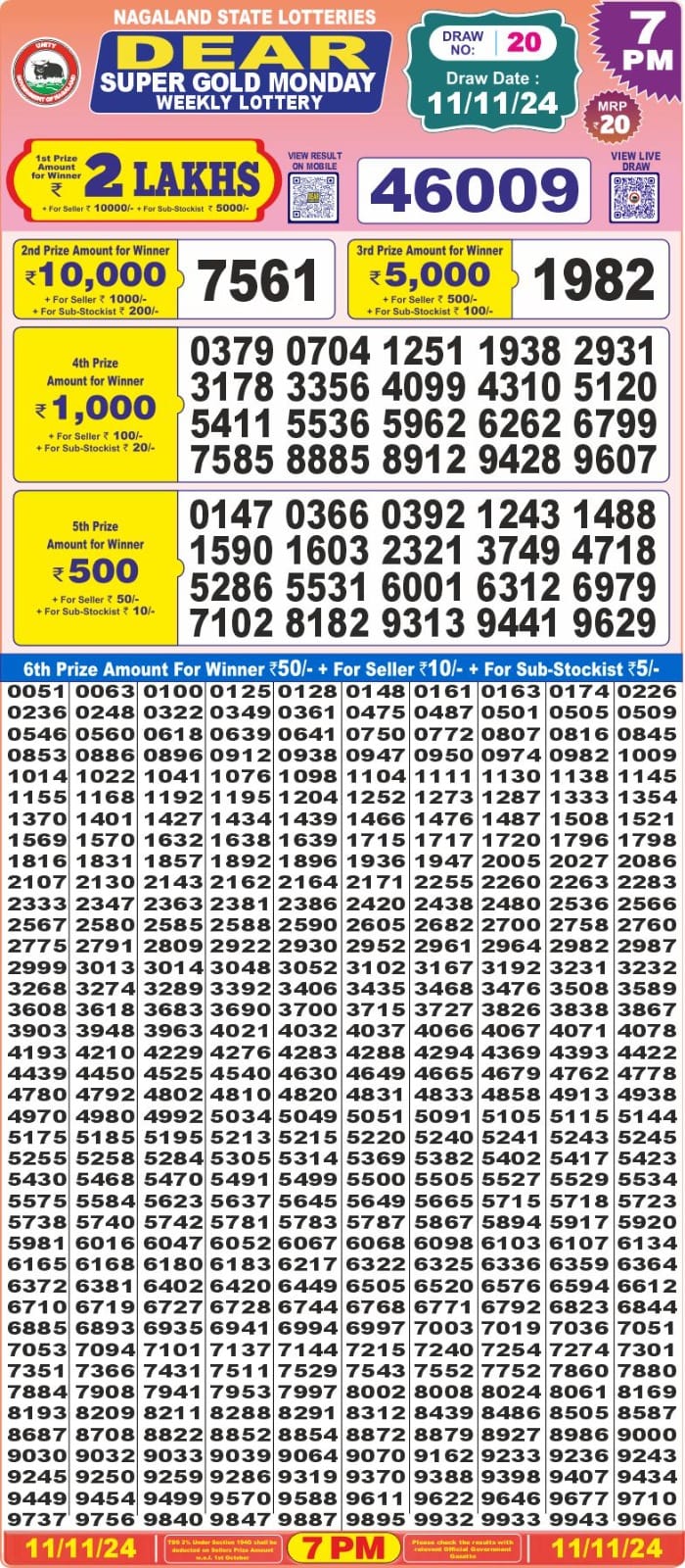 dear super lottery result 7pm