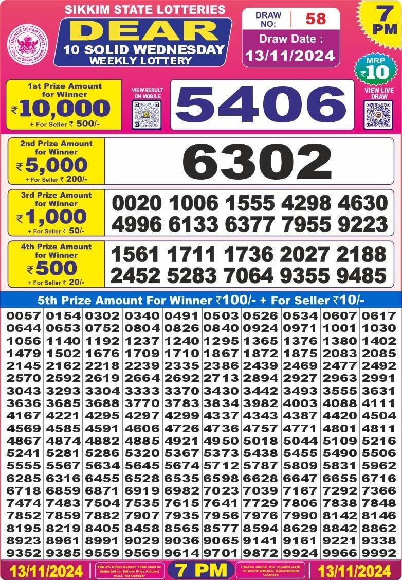 dear 10 lottery result 7pm