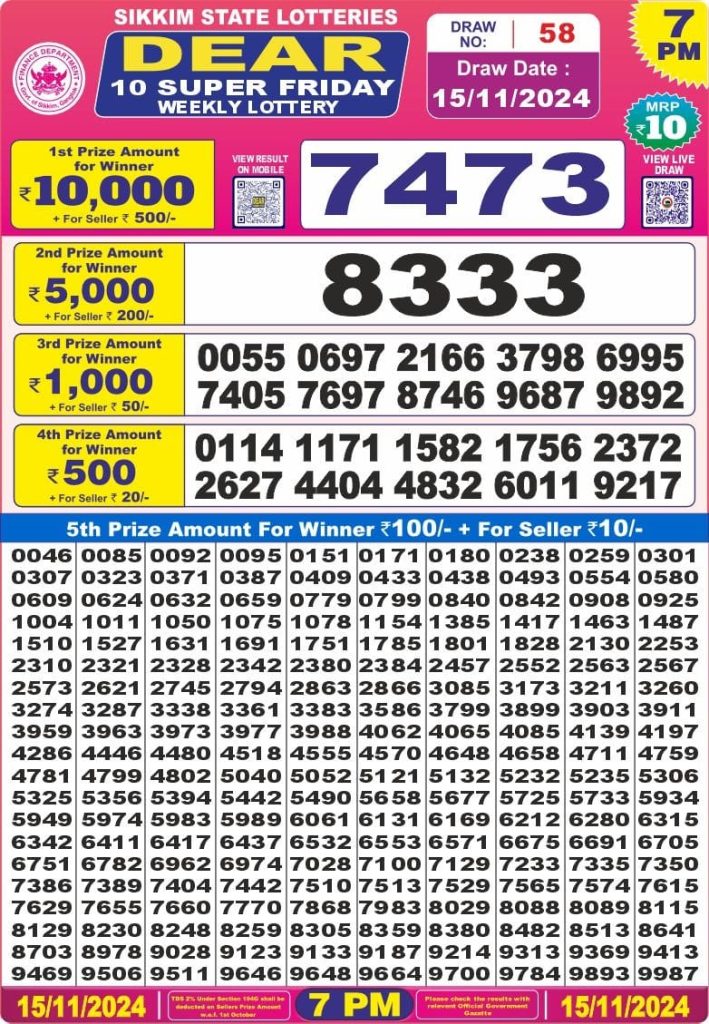 dear 10 lottery result 7pm