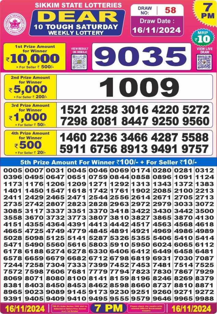 dear 10 lottery result 7pm