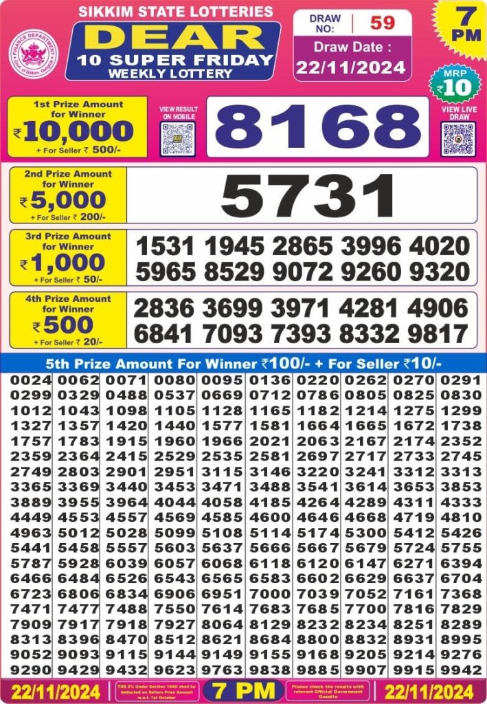 dear 10 lottery result 7pm