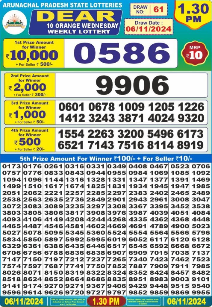 dear 10 lottery result 1:30pm