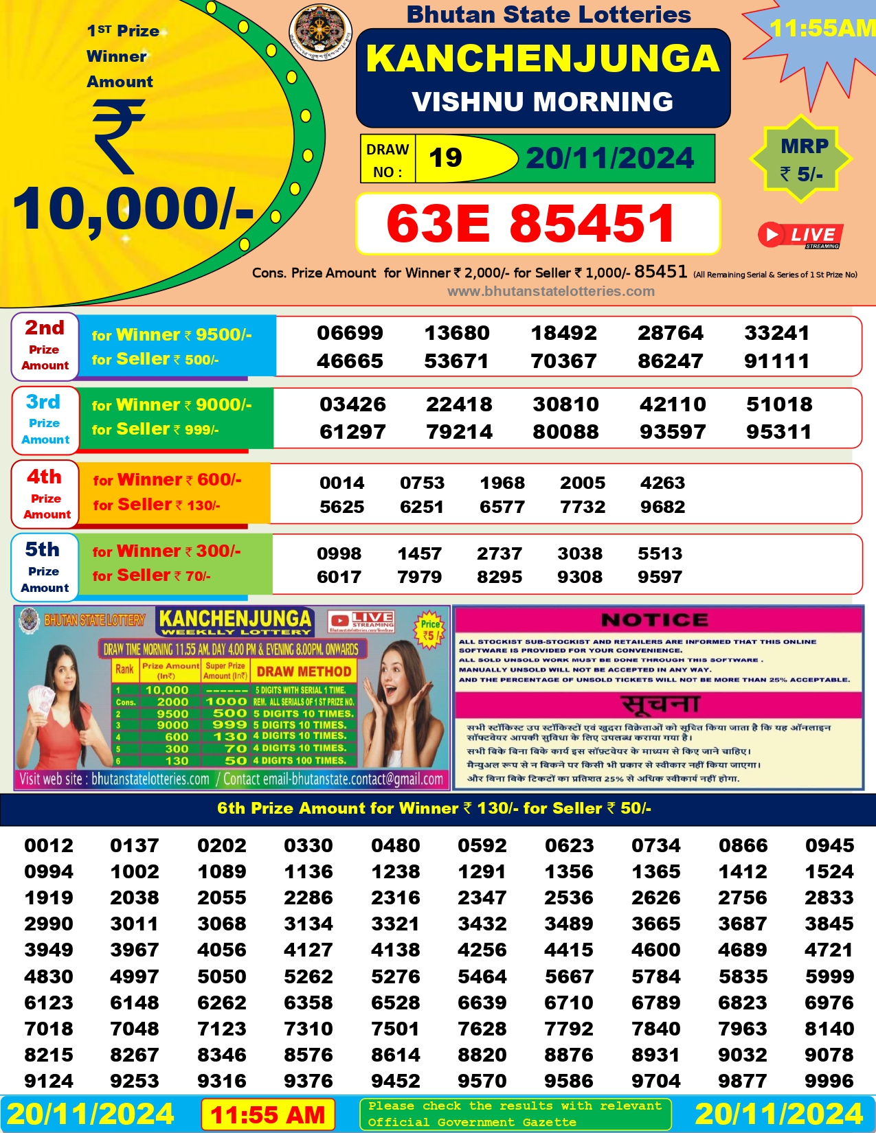 bhutan lottery 11:55am