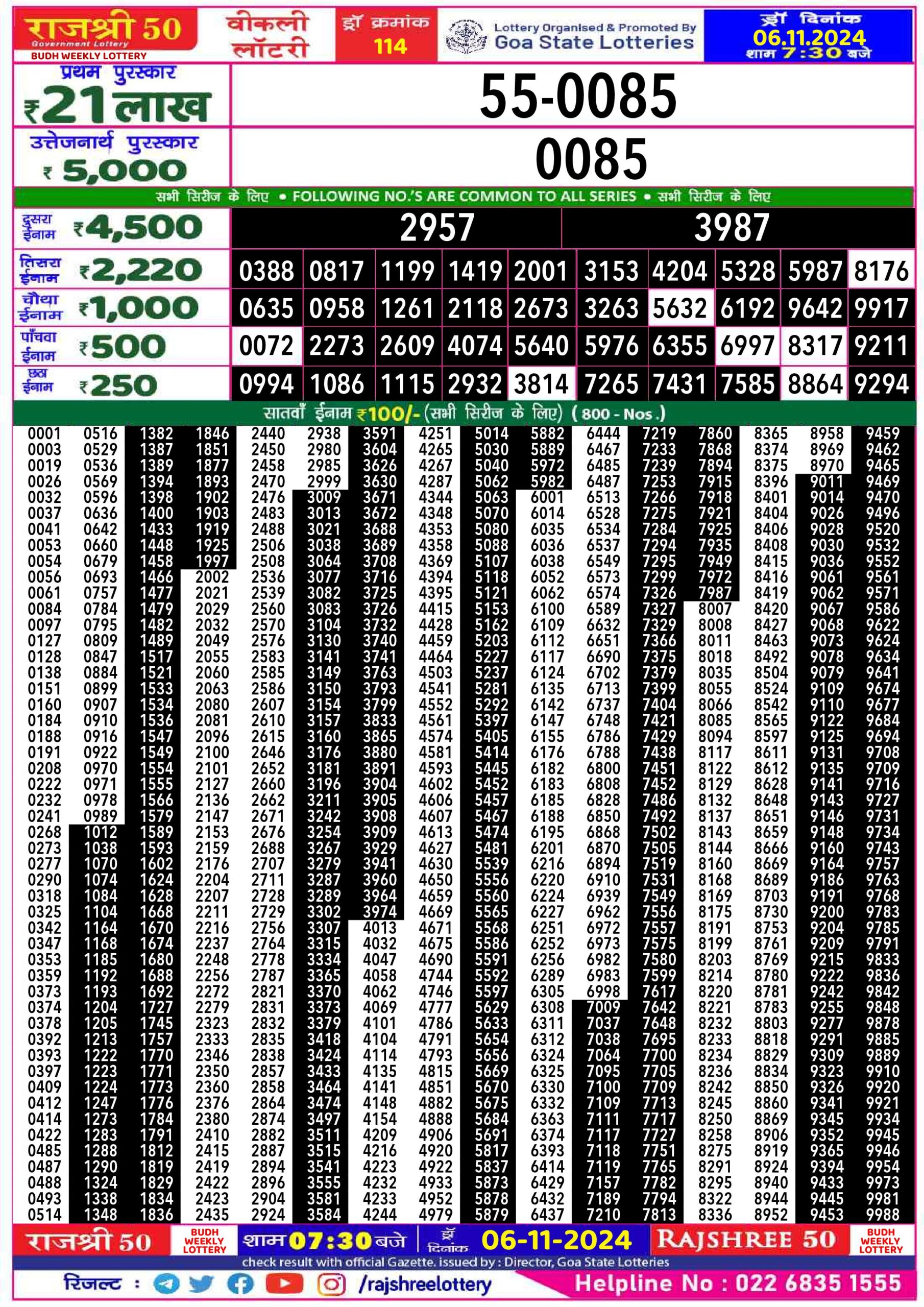 rajshree 50 lottery result 7:30pm