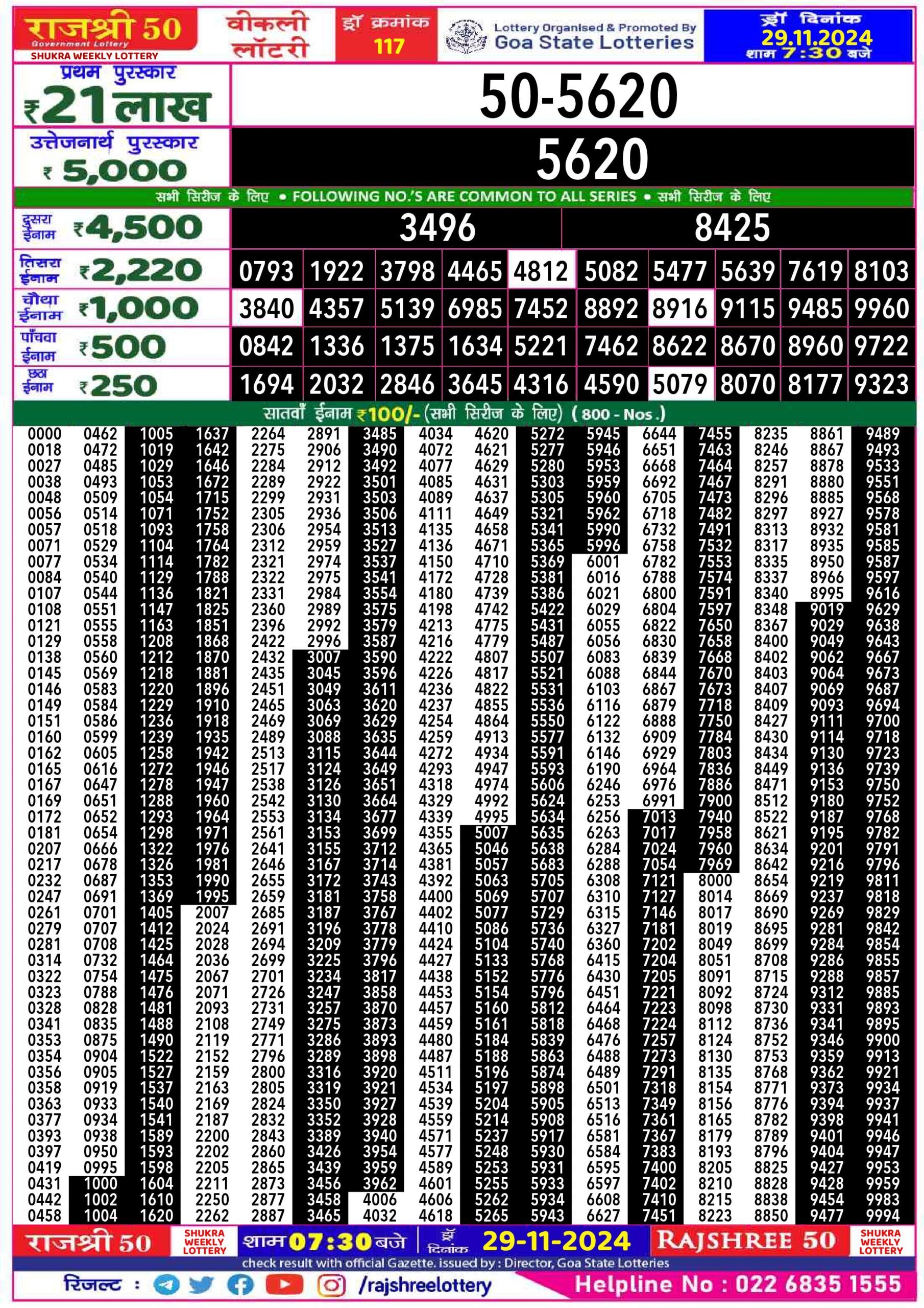 rajshree 50 shukra weekly lottery