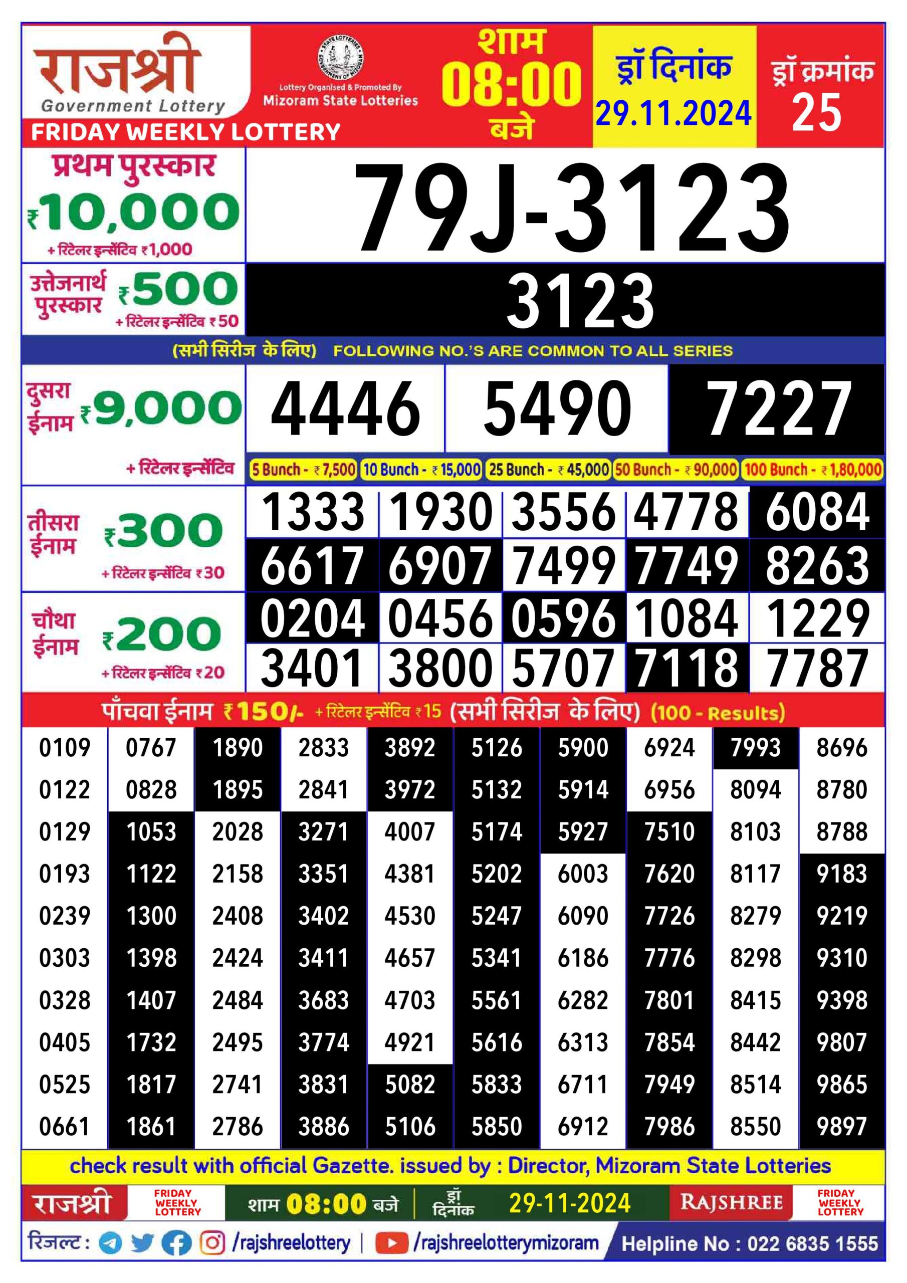 rajshree lottery 8pm